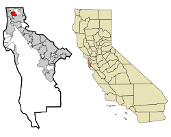 San Mateo County California Incorporated and Unincorporated areas Colma Highlighted